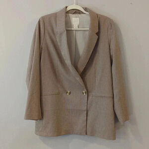 Women's Beige Double-Breasted Blazer